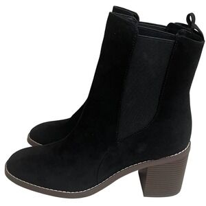 Ann Taylor loft NWOT Black FAUX Suede Chelsea Ankle Boots  Heel Womens sz 9.5M